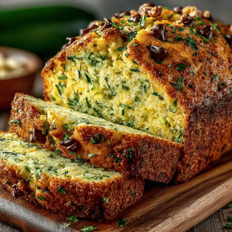 Zucchini Bliss Bread ist ein saftiges, süßes Brot, das aus frischen Zucchinis hergestellt wird und sich perfekt für Frühstück, Snacks oder sogar als Dessert eignet. Dieses Rezept ist nicht nur unglaublich einfach zuzubereiten, sondern vereint auch den köstlichen Geschmack von Zucchini mit der Süße von Zucker und optionalen Zutaten wie Schokoladenstückchen oder Nüssen. Es ist ein wunderbares Beispiel dafür, wie man Gemüse in die Ernährung integrieren kann, ohne auf den Genuss zu verzichten.