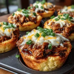 Die Mini BBQ Chicken Cornbread Törtchen sind eine wahre Gaumenfreude und ein beliebter Snack, der sich perfekt für Partys, Picknicks oder als herzhaftes Fingerfood eignet. Diese Kombination aus zartem, zerrupftem Hühnchen, würziger BBQ-Sauce und fluffigem Maisbrot ist nicht nur einfach zuzubereiten, sondern begeistert auch durch ihren intensiven Geschmack. Diese Törtchen vereinen die Süße des Maisbrotes mit den rauchigen Aromen des BBQ-Hühnchens und bieten somit ein harmonisches Geschmackserlebnis, das bei Groß und Klein gleichermaßen ankommt.