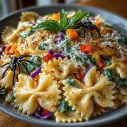 Halloween ist nicht nur für gruselige Kostüme und Süßigkeiten bekannt, sondern auch für kreative und thematische Speisen. Die *Pastellfarbene Halloween-Pasta-Delight* ist ein wunderbares Beispiel dafür, wie man das Fest der Geister und Spukgestalten in der Küche zelebrieren kann. Diese farbenfrohe und schmackhafte Pasta ist nicht nur ein Augenschmaus, sondern auch eine gesunde und leckere Option für die ganze Familie. Mit ihrer bunten Mischung aus frischem Gemüse und einer cremigen Sauce, die durch den Einsatz von Rote-Bete-Saft eine zarte rosa Farbe erhält, wird sie sicherlich zum Highlight jeder Halloween-Feier.