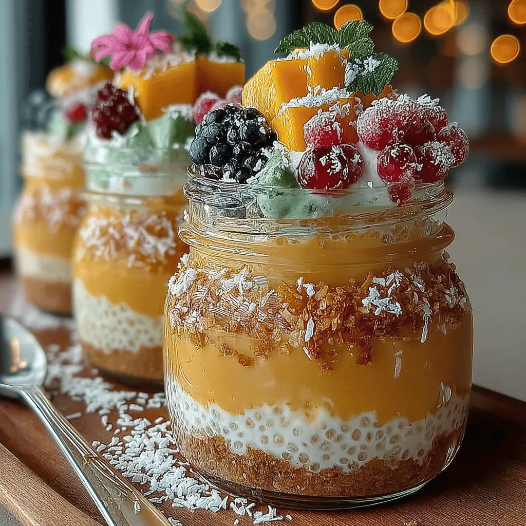 Der Tropische Freude Kokosnuss-Creme Chia-Pudding ist ein erfrischendes und nahrhaftes Dessert, das nicht nur köstlich schmeckt, sondern auch voller gesunder Zutaten steckt. Diese geschichtsträchtige Speise verbindet das cremige Aroma von Kokosnuss mit der natürlichen Süße von Ahornsirup und der nahrhaften Kraft von Chiasamen. Durch die Kombination von Kokosmilch und Mandelmilch entsteht eine samtige Konsistenz, die im Mund zergeht. Ideal für heiße Sommertage oder als gesunder Snack, ist dieser Pudding eine wunderbare Wahl für alle, die nach einer gesunden, aber dennoch schmackhaften Option suchen.