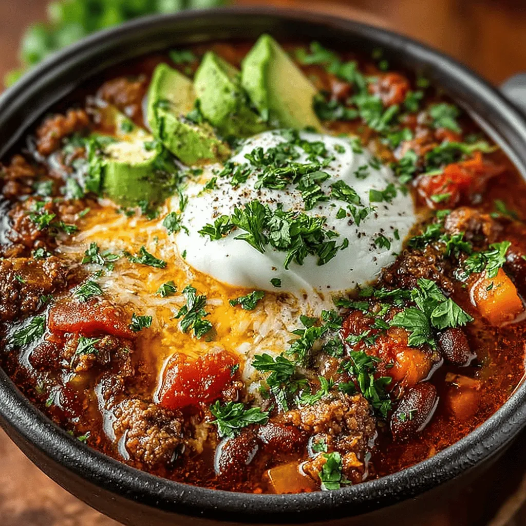 Das Erntegewürz-Chili mit Hatch-Paprika ist nicht nur ein einfaches Gericht, sondern ein wahres Fest der Aromen und Texturen. Dieses Chili kombiniert zartes Rinderhackfleisch oder die leichtere Variante mit Putenhack, aromatische Gewürze und die süßlich-scharfen Hatch-Paprika, die dem Gericht eine einzigartige Note verleihen. In der amerikanischen Küche, besonders in den südlichen Bundesstaaten, hat Chili eine lange Tradition und ist oft der Star bei Familienfeiern, Grillpartys oder gemütlichen Abenden mit Freunden. Dieses Rezept ist eine hervorragende Wahl, um die kühleren Monate zu begrüßen und den Körper mit einer warmen, nahrhaften Mahlzeit zu verwöhnen.