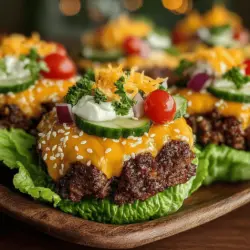 Die Mini Cheeseburger-Lettuce-Wrap-Türme sind eine kreative und gesunde Variante des klassischen Cheeseburgers, die nicht nur köstlich ist, sondern auch eine aufregende Präsentation bietet. Diese leckeren Türme sind nicht nur ein Genuss für den Gaumen, sondern auch ein Fest für die Augen. Ursprünglich aus der amerikanischen Küche, haben sich Cheeseburger in verschiedenen Variationen weltweit einen Namen gemacht. Während die traditionellen Burger oft in Brötchen serviert werden, setzen diese Mini-Türme auf frische Salatblätter, die als schmackhafte Alternative dienen.