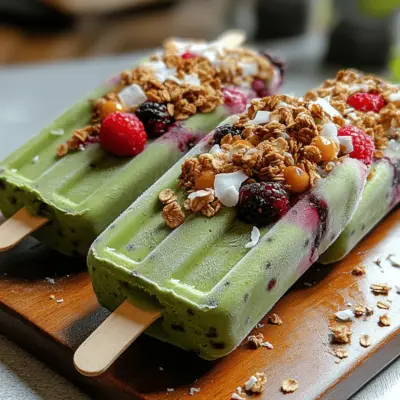 Gefrorene Joghurt-Matcha-Granola-Pops: Ein erfrischendes und gesundes Dessert