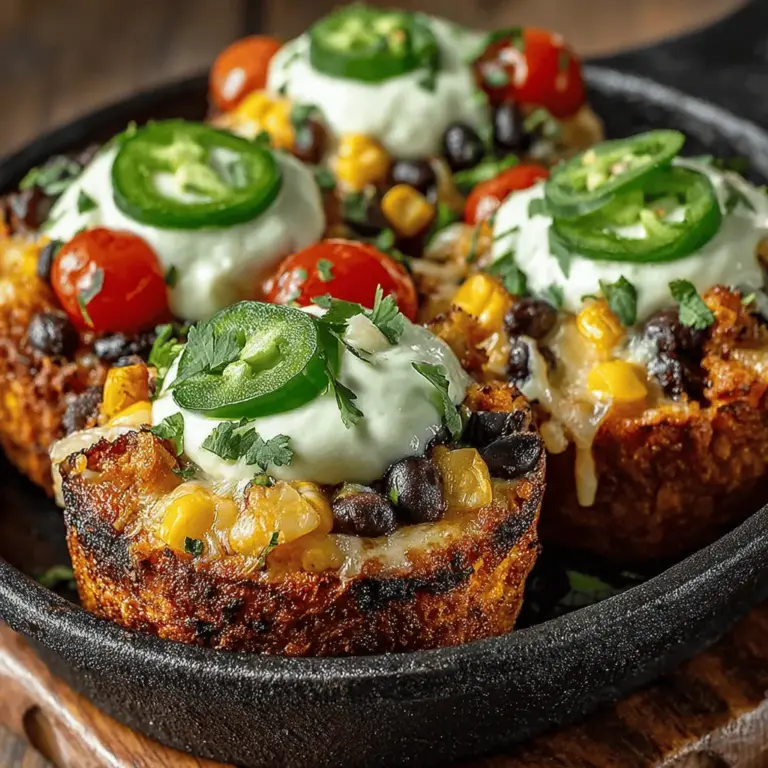 Wenn Sie auf der Suche nach einem herzhaften, gesunden und gleichzeitig köstlichen Snack oder Hauptgericht sind, sind die Mini-Süßkartoffel-Nacho-Skillet-Becher genau das Richtige für Sie! Diese kreative und schmackhafte Variante eines klassischen Nacho-Gerichts kombiniert die Süße von Süßkartoffeln mit einer Vielzahl von gesunden Zutaten, die nicht nur gut schmecken, sondern auch nährstoffreich sind. Durch die Verwendung von frischen Zutaten und einer einfachen Zubereitungsmethode können Sie dieses Gericht in kürzester Zeit zubereiten. Es ist perfekt für gesellige Abende mit Freunden, als komfortables Familienessen oder sogar als Snack für den Fernsehabend.