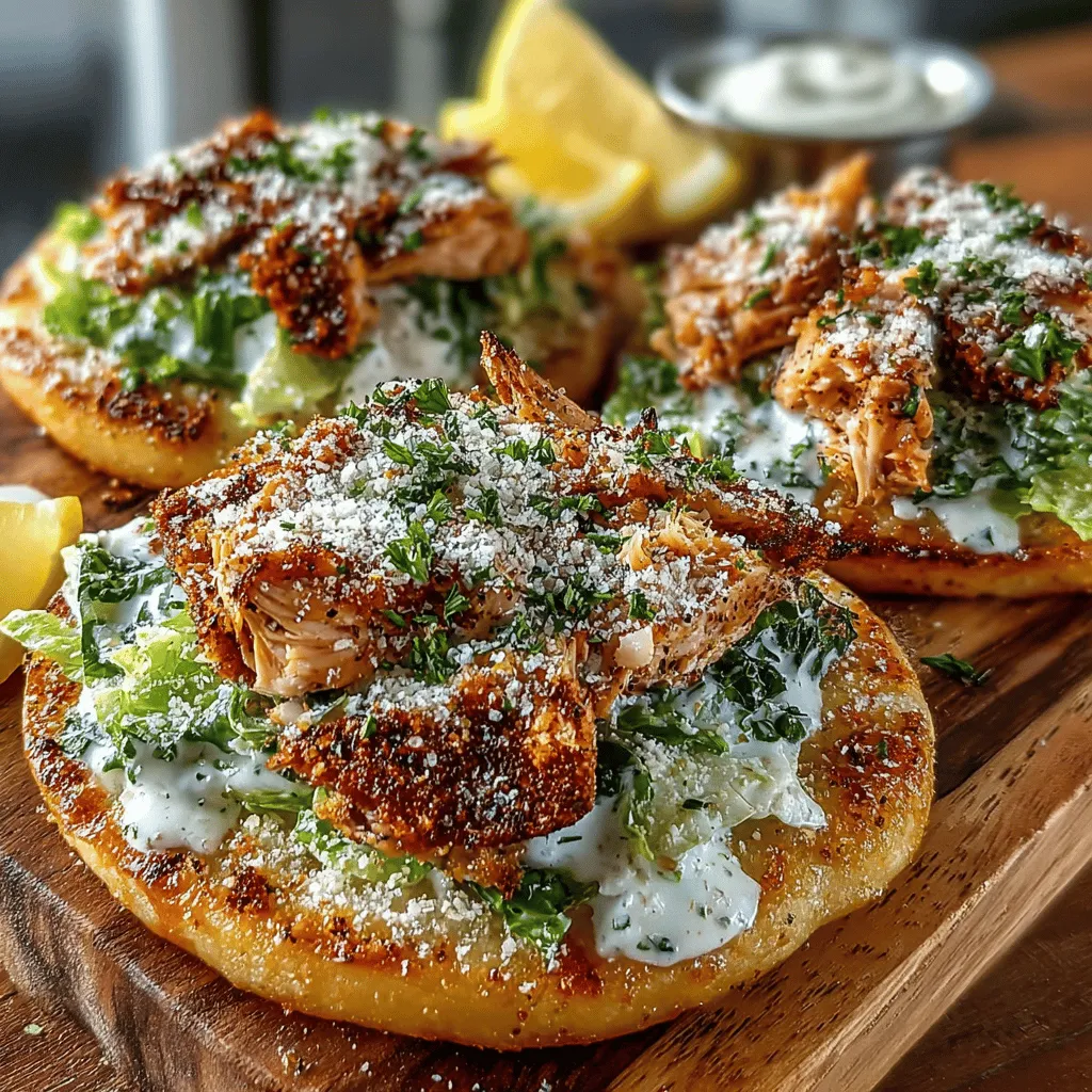 Willkommen zu einem köstlichen Rezept, das perfekt für jede Gelegenheit geeignet ist! Die Mini-Hühnchen-Caesar-Fladenbrot-Disks sind nicht nur ein Genuss für den Gaumen, sondern auch eine wunderbare Möglichkeit, gesunde Zutaten in eine schmackhafte Mahlzeit zu verwandeln. Diese kleinen Leckereien sind besonders bei Familien beliebt, die nach einer schnellen und nahrhaften Option suchen, um ihre Liebsten zu verwöhnen. Die Kombination aus zartem Hühnchen, knackigem Römersalat und cremigem Caesar-Dressing auf einem warmen Fladenbrot sorgt für ein Geschmackserlebnis, das sowohl Feinschmecker als auch Gesundheitsbewusste begeistert.