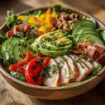 Die lebendige gesunde Charcuterie-Salat-Schüssel ist nicht nur ein Fest für das Auge, sondern auch ein wahres Powerpaket an Nährstoffen. Dieses Rezept vereint die besten Elemente der traditionellen Charcuterie-Platte mit frischen, gesunden Zutaten und lädt dazu ein, die Farben und Texturen eines reichhaltigen Salats zu genießen. Ursprünglich aus der französischen Küche stammend, hat die Idee der Charcuterie - also der Kunst, Fleisch und Wurstwaren zur Präsentation und zum Genuss anzurichten - in den letzten Jahren eine neue Wendung genommen. Heute finden wir sie nicht nur in Form von Platten, sondern auch in kreativen Salatkreationen, die sowohl sättigend als auch gesund sind.