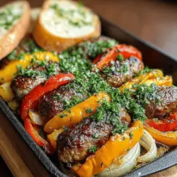 Das Wurst- und Paprika Fiesta Blechgericht ist eine köstliche und unkomplizierte Mahlzeit, die perfekt für gesellige Abende oder ein schnelles Familienessen ist. Dieses Gericht ist nicht nur schmackhaft, sondern auch vielseitig und lässt sich leicht an die Vorlieben aller Essenden anpassen. Es kombiniert saftige italienische Wurst mit buntem Gemüse, was nicht nur für ein ansprechendes Aussehen sorgt, sondern auch geschmacklich ein Fest ist.