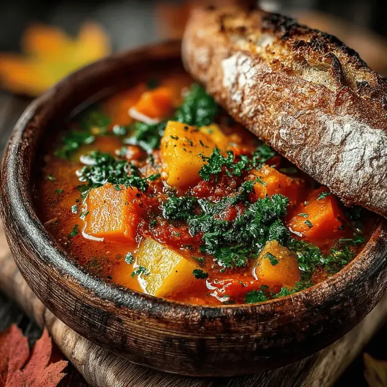 Wenn die Blätter sich färben und die kühlen Brisen des Herbstes durch die Straßen wehen, gibt es nichts Besseres als eine warme, herzliche Suppe, um den Tag zu erhellen. Der Gemütliche Herbsternte-Eintopf ist nicht nur ein Fest der Aromen, sondern auch ein wunderbares Beispiel für die Vielfalt der herbstlichen Ernte. Dieses Rezept kombiniert die besten Gemüsesorten der Saison – von Hokkaido-Kürbis bis zu zarten grünen Bohnen – und verwandelt sie in einen köstlichen Eintopf, der sowohl sättigend als auch nahrhaft ist.
