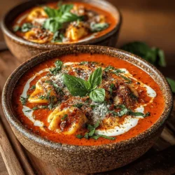 Wenn es um wärmende und herzliche Suppen geht, ist die herzhafte cremige Tomaten-Basilikum Tortellini-Suppe ein wahres Highlight. Dieses Gericht vereint den intensiven Geschmack von sonnengereiften Tomaten mit dem aromatischen Duft frischer Basilikumblätter und der zarten Textur von Tortellini, die mit Käse oder Fleisch gefüllt sind. Die Kombination aus cremiger Konsistenz und frischen Kräutern macht diese Suppe zu einem perfekten Komfortessen für kalte Tage oder für jeden Zeitpunkt, an dem Sie sich nach etwas Herzhaftem sehnen.