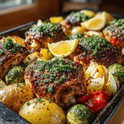Das Crispy Blech-Pfannen-Hühnchen und Gemüse-Backen ist ein wahres Highlight in der modernen Küche. Es vereint saftige Hähnchenschenkel mit einer knackigen Auswahl an Gemüse, die im Ofen geröstet werden. Dieses Rezept ist nicht nur einfach zuzubereiten, sondern auch extrem vielseitig und gesund. Die Kombination von zartem Hähnchen und saisonalem Gemüse macht es zu einem perfekten Gericht für jede Gelegenheit – vom wöchentlichen Familienessen bis hin zu einem entspannten Abend mit Freunden.