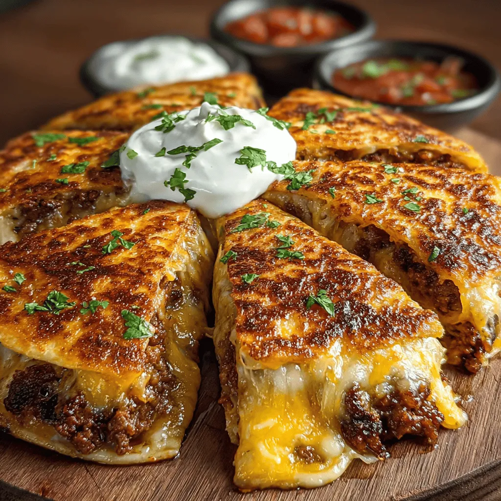 Die „Rindfleisch- und Bohnen-Quesadillas“ sind eine köstliche und schnelle Option für ein herzhaftes Mittagessen oder Abendessen. Dieses Rezept kombiniert zartes Rinderhackfleisch mit proteinreichen schwarzen Bohnen und geschmolzenem Käse, um ein Gericht zu kreieren, das sowohl sättigend als auch geschmackvoll ist. Quesadillas sind ein beliebtes Gericht in der mexikanischen Küche und erfreuen sich weltweit großer Beliebtheit, da sie vielseitig und einfach zuzubereiten sind. Ob für ein schnelles Familienessen oder eine gesellige Feier mit Freunden – diese Quesadillas sind immer ein Hit!