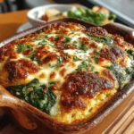 - 1 Tasse Quinoa, gut abgespült - 2 Tassen Gemüsebrühe - 2 Tassen frischer Spinat, grob gehackt (oder 1 Tasse tiefgekühlter Spinat, aufgetaut) - 1 Tasse geriebener Mozzarella-Käse - 1/2 Tasse geriebener Parmesan-Käse - 1/2 Tasse Quark - 2 Knoblauchzehen, fein gehackt - 1 kleine Zwiebel, fein gewürfelt - 1/2 Teelöffel rote Pfefferflocken (nach Belieben) - Salz und Pfeffer nach Geschmack - 1/2 Teelöffel getrocknetes Basilikum (oder eine Handvoll frisches Basilikum, gehackt) - 1/2 Teelöffel getrockneter Oregano - 1 Ei, leicht geschlagen - Olivenöl zum Anbraten