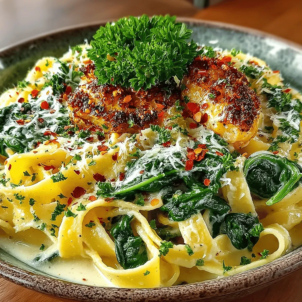 Cremige Knoblauch-Parmesan-Pasta mit Spinat ist ein einfaches, aber unglaublich schmackhaftes Gericht, das in jeder modernen Küche einen Platz verdient. Diese Pasta-Kreation vereint die Aromen von frisch gehacktem Knoblauch, geschmolzenem Parmesan und zartem Spinat zu einer köstlichen, cremigen Sauce, die jede Pasta perfekt umhüllt. Ursprünglich in der italienischen Küche verwurzelt, hat sich dieses Rezept als beliebter Klassiker etabliert, der schnell zubereitet werden kann und dabei sowohl für alltägliche Mahlzeiten als auch für besondere Anlässe geeignet ist.