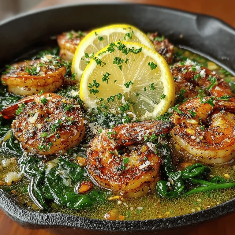 Die Würzige Zitronen-Knoblauch Garnelen-Pfanne mit Spinat ist ein einfaches, aber geschmackvolles Gericht, das die Aromen des Meeres perfekt mit frischen Zutaten kombiniert. Garnelen sind nicht nur eine hervorragende Proteinquelle, sondern auch äußerst vielseitig in der Küche. Dieses Rezept hebt die Garnelen durch die Kombination von frischem Spinat, aromatischem Knoblauch und spritziger Zitrone hervor und macht es zu einem echten Genuss für jeden Anlass.