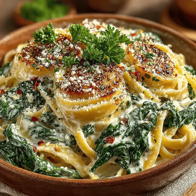 - 225 g Fettuccine oder Pasta nach Wahl - 2 Esslöffel Olivenöl - 4 Knoblauchzehen, fein gehackt - 1 Teelöffel rote Pfefferflocken (optional) - 2 Tassen frischer Spinat, grob gehackt - 240 ml Sahne - 100 g frisch geriebener Parmesan - Salz und Pfeffer nach Geschmack - 1 Esslöffel Zitronensaft - Frische Petersilie, gehackt (zur Garnitur) - Zusätzlicher Parmesan zum Servieren