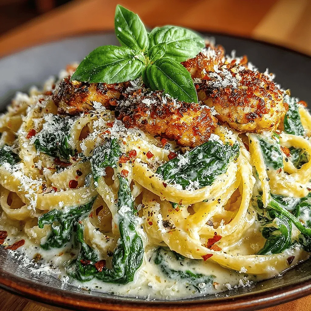 Die Creme Fettecini mit Knoblauch-Parmesan und Spinat ist ein klassisches italienisches Gericht, das sich durch seine cremige Konsistenz und den intensiven Geschmack auszeichnet. Ideal für ein schnelles Abendessen oder als elegantes Gericht für Gäste, vereint dieses Rezept die Aromen von frisch geriebenem Parmesan und aromatischem Knoblauch mit dem gesunden Zusatz von Spinat. Ursprünglich stammt die Fettuccine aus der italienischen Küche und hat sich weltweit durch ihre Vielseitigkeit und den köstlichen Geschmack einen Namen gemacht. Dieses Rezept richtet sich an Pasta-Liebhaber und Kochbegeisterte, die sowohl in der Alltagsküche als auch bei besonderen Anlässen glänzen möchten.