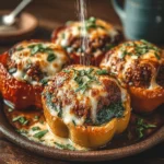 - 4 große Paprika (jede Farbe) - 450 g Rinderhackfleisch (85% mager) - 2 Tassen frischer Spinat, grob gehackt - 1 Tasse gekochter Reis (weiß oder braun) - 1 kleine Zwiebel, fein gehackt - 3 Knoblauchzehen, gehackt - 1 Dose (405 g) gewürfelte Tomaten mit Knoblauch und Zwiebel, abgetropft - 1 Teelöffel italienische Gewürzmischung - 1/2 Teelöffel zerstoßene rote Pfefferflocken (optional) - Salz und Pfeffer nach Geschmack - 1 Tasse geriebener Mozzarella-Käse - 2 Esslöffel Olivenöl - Frisches Basilikum oder Petersilie zur Garnitur (optional)