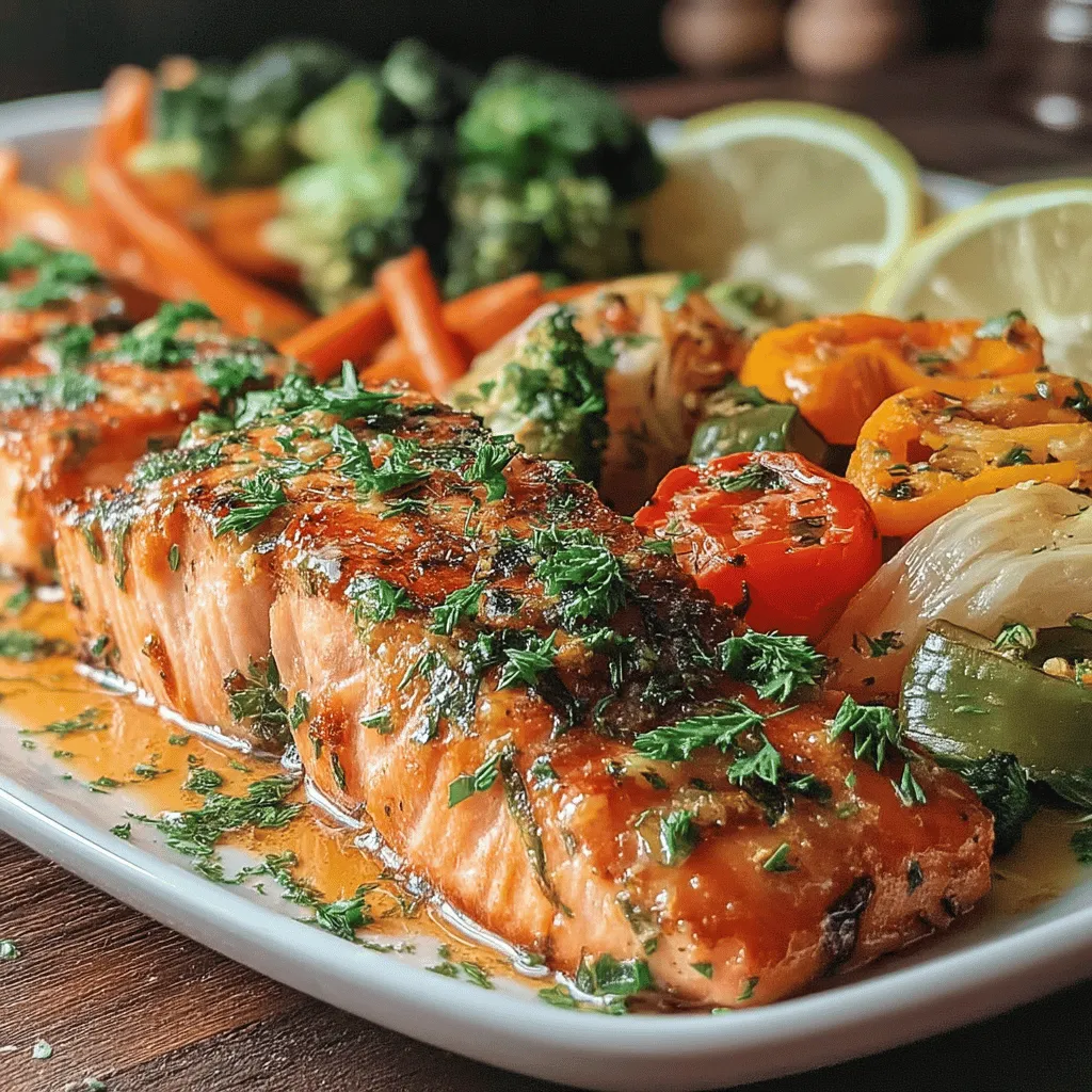 Dieses Rezept für krossen Knoblauch-Kräuter-Lachs mit geröstetem Gemüse ist nicht nur eine echte Gaumenfreude, sondern auch ein gesundes Gericht, das perfekt für ein schnelles Abendessen geeignet ist. Die Kombination aus zartem Lachs und knackigem Gemüse bringt eine Fülle von Aromen und Nährstoffen auf Ihren Tisch.