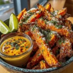 Für die Süßkartoffel-Pommes: - 2 große Süßkartoffeln - 2 Esslöffel Olivenöl - 1 Teelöffel Paprika - 1 Teelöffel Knoblauchpulver - 1 Teelöffel Zwiebelpulver - 1/2 Teelöffel Salz - 1/4 Teelöffel schwarzer Pfeffer - 1 Esslöffel Speisestärke