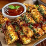 Krosse gebackene Zucchini-Stäbchen sind eine köstliche und gesunde Snack-Alternative, die sowohl bei Kindern als auch bei Erwachsenen beliebt ist. Dieses Rezept kombiniert die frische Zucchini mit einer knusprigen Panade aus Paniermehl und Parmesan, die im Ofen goldbraun gebacken wird. Die Zubereitung ist nicht nur einfach, sondern auch schnell – ideal für einen Snack zwischendurch oder als Beilage zu einem Hauptgericht. Die Kombination mit einer aromatischen Marinara-Sauce sorgt für ein geschmackvolles und befriedigendes Esserlebnis. Mit einer Vorbereitungszeit von nur 15 Minuten und einer Gesamtzeit von 40 Minuten ist dieses Rezept perfekt für alle Kochlevel.
