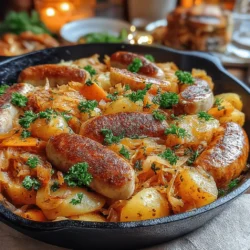 Die herzhafte Oktoberfest Bratwurst Pfanne ist ein köstliches Gericht, das die Aromen des bayerischen Oktoberfests direkt in Ihre Küche bringt. Mit saftigen Bratwürsten, zarten Kartoffeln und würzigem Sauerkraut vereint dieses Rezept Tradition und Geschmack in einem einzigen Topf. Ideal für gesellige Abende oder besondere Anlässe, wird dieses Gericht sicherlich Ihre Gäste beeindrucken.