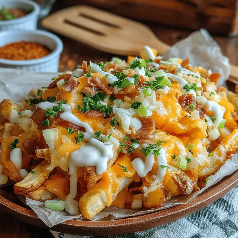 Die Loaded Loaded Garlic Fries Fantasia sind ein wahrer Genuss für alle Pommes-Liebhaber. Diese köstliche Kombination aus knusprigen Pommes, schmelzendem Käse, knusprigem Speck und einer aromatischen Knoblauchsauce ist perfekt für jede Gelegenheit, sei es ein geselliges Beisammensein mit Freunden oder ein gemütlicher Filmabend zu Hause.