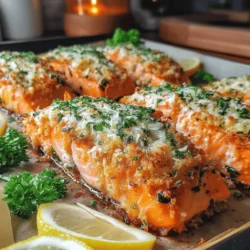 Lachsfilets mit Kräuter-Knoblauch-Parmesan-Kruste