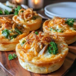 Der Käse Comfort Grüner Bohnen Auflauf in Tassen ist eine köstliche und kreative Art, grüne Bohnen zu genießen. Dieses Gericht kombiniert den herzhaften Geschmack von Cheddar-Käse mit der Frische von grünen Bohnen und den umami-reichen Champignons. Ideal als Vorspeise oder Beilage, erfreut es sich großer Beliebtheit bei Familienfeiern und festlichen Anlässen.