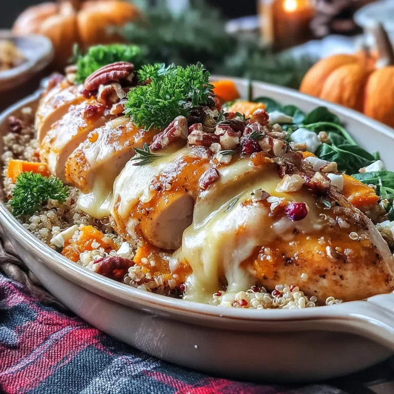 Das Cranberry Warm-Spun Autumn Chicken Bake ist ein herzhaftes und farbenfrohes Gericht, das perfekt für die kühleren Monate des Jahres geeignet ist. Es kombiniert die zarten Aromen von Hähnchen mit der süß-sauren Frische von Cranberries und wird durch würzigen Käse und knackige Pekannüsse wunderbar abgerundet. Dieses Rezept ist nicht nur köstlich, sondern auch ein echter Hingucker auf jedem Tisch.